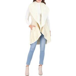 Women's Eliza J Gold / Cream Sleeveless Vest Jacket Extra Small